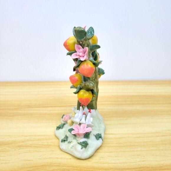 Vintage Porcelain Peach & Floral Tree with Geese Figurine Bone China - Picture 3 of 16